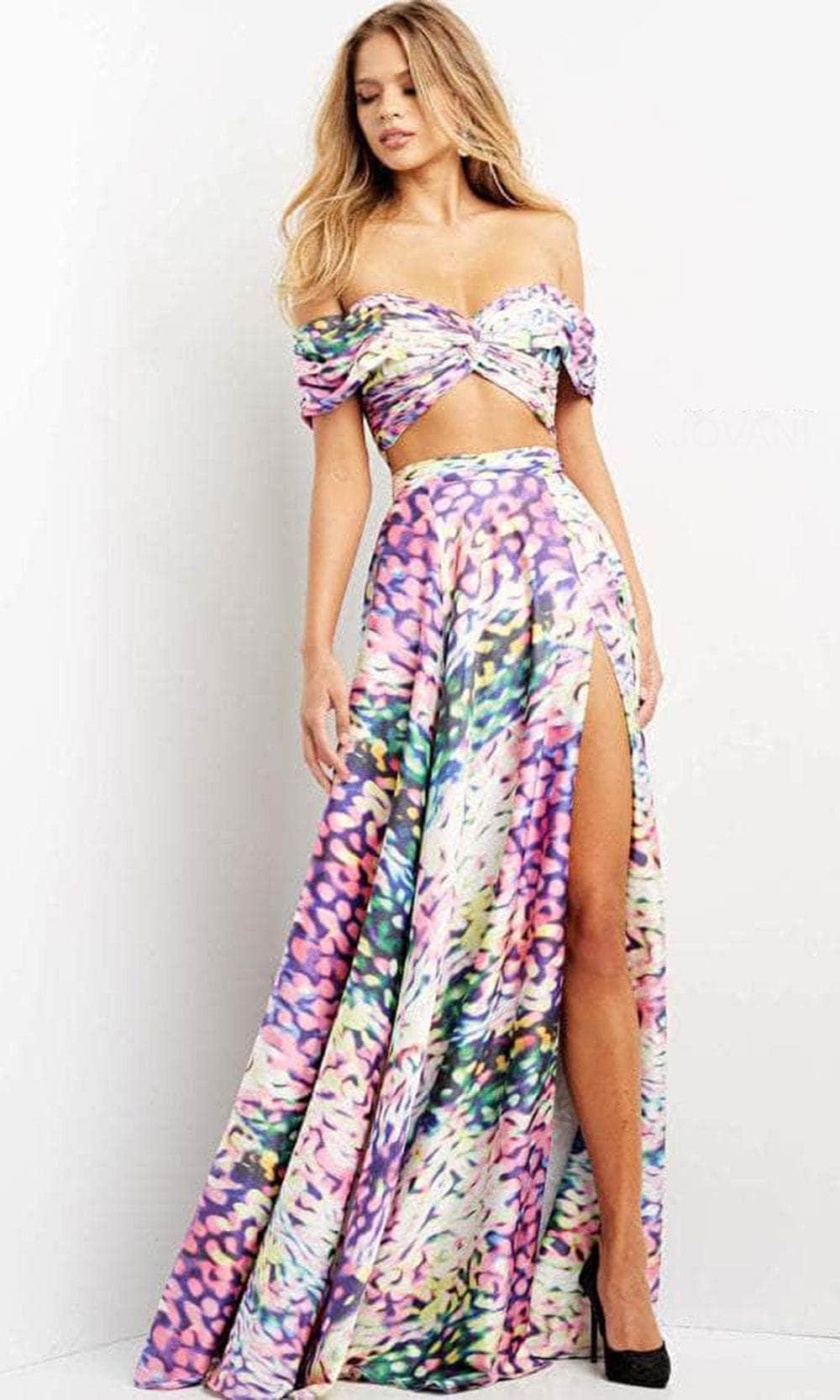 Jovani 08350 - Two-piece Off-shoulder Long Dress Prom Dresses