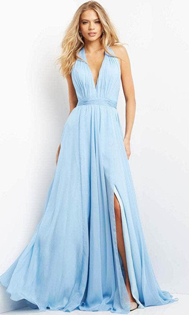 Jovani - A-Line Dress 08682SC In Blue