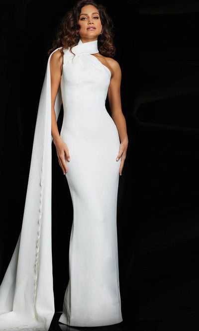 Jovani 09709 - High Neck Sheath Evening Dress Special Occasion Dress 00 / White