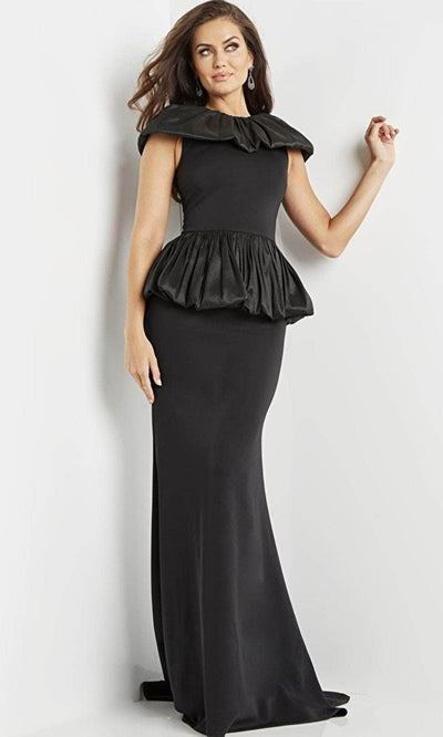 Jovani 09997SC - Peplum Sheath Evening Dress Evening Dresses 00 / Black