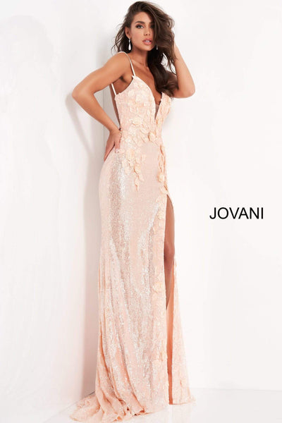 Jovani - 1012SC Sequined Lace Deep Sweetheart Gown