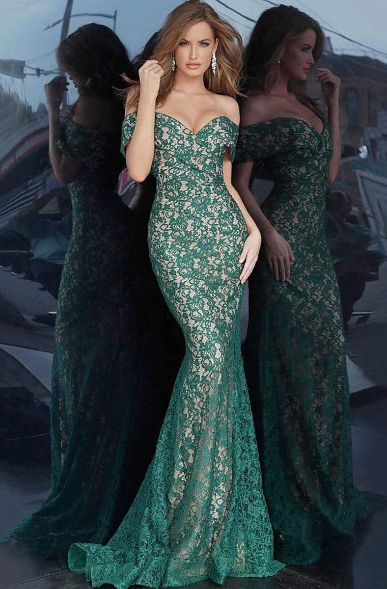 Jovani - 1974 Off-Shoulder Lace Mermaid Dress Evening Dresses