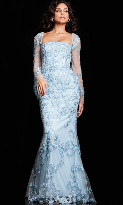 Jovani 220520 - Embroidered Sheer Long Sleeve Prom Dress Special Occasion Dresses