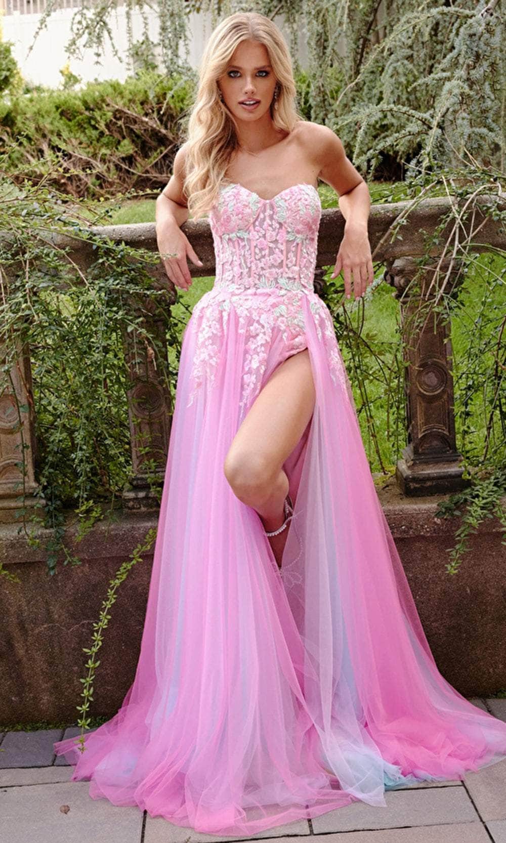 Jovani 23713 - Strapless Appliqued Prom Dress Prom Dresses