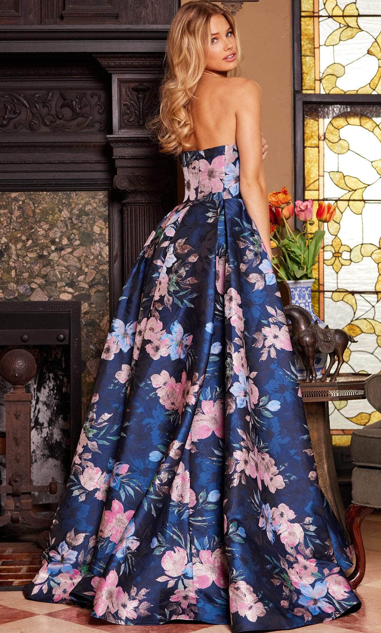 Jovani 23893 - Strapless Floral Print Evening Gown Special Occasion Dress