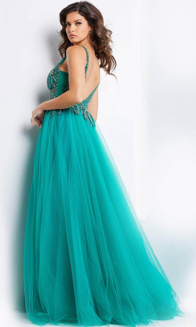 Jovani 23962 - V-Neck Embellished Ballgown with Slit Special Occasion Dresses