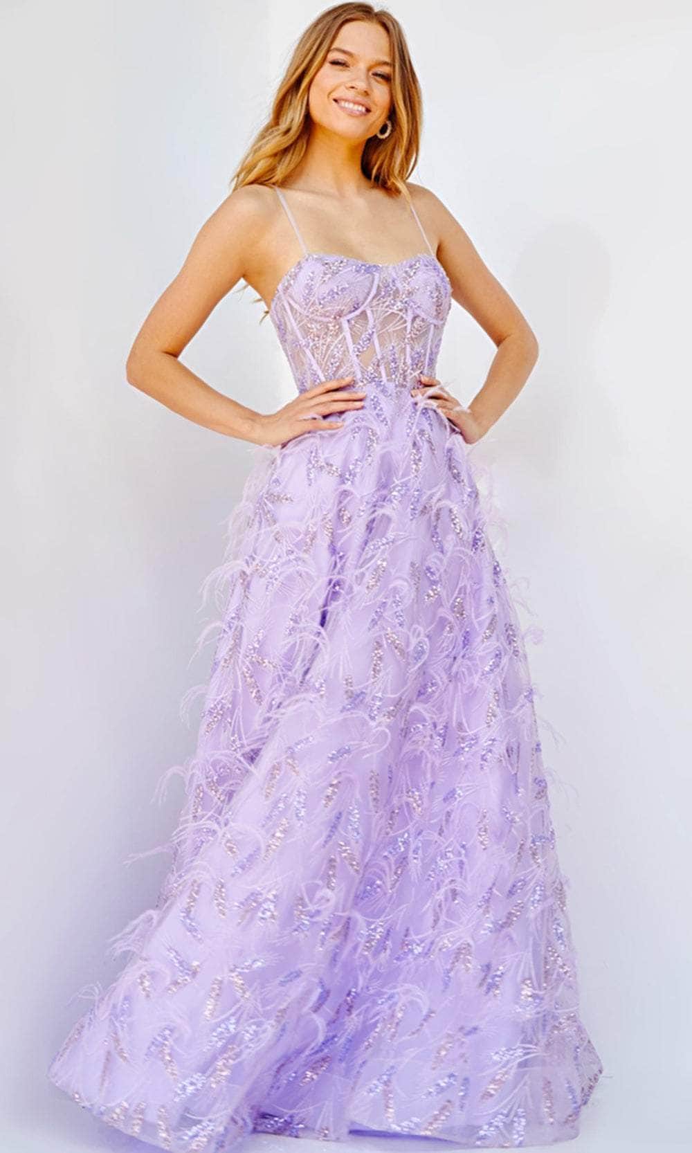 Jovani 24078 - Semi-Sweetheart Corseted A-line Gown Prom Dresses 00 / Lilac