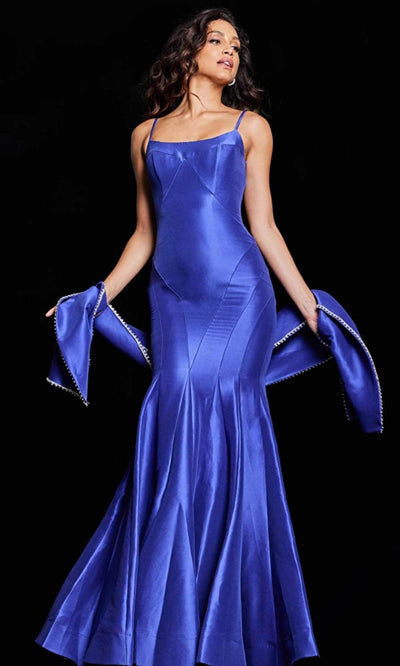 Jovani 24642 - Scoop Neck Trumpet Evening Dress Special Occasion Dress 00 / Purple