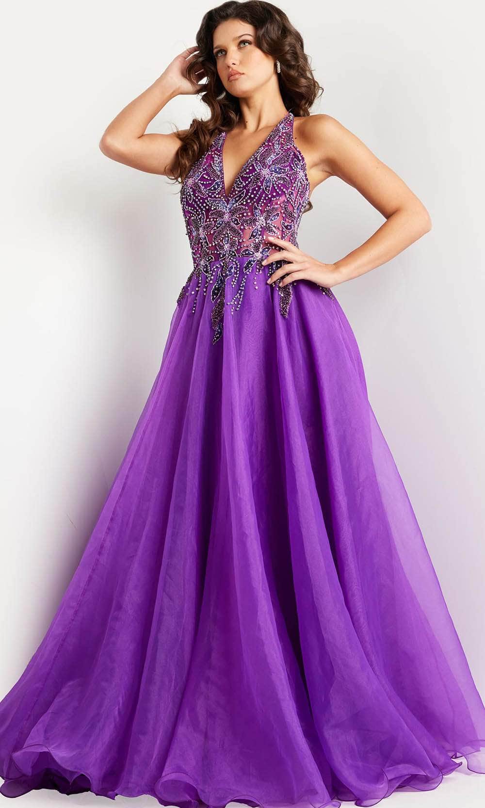 Jovani 25964 - Plunging Halter Beaded Prom Gown Special Occasion Dress