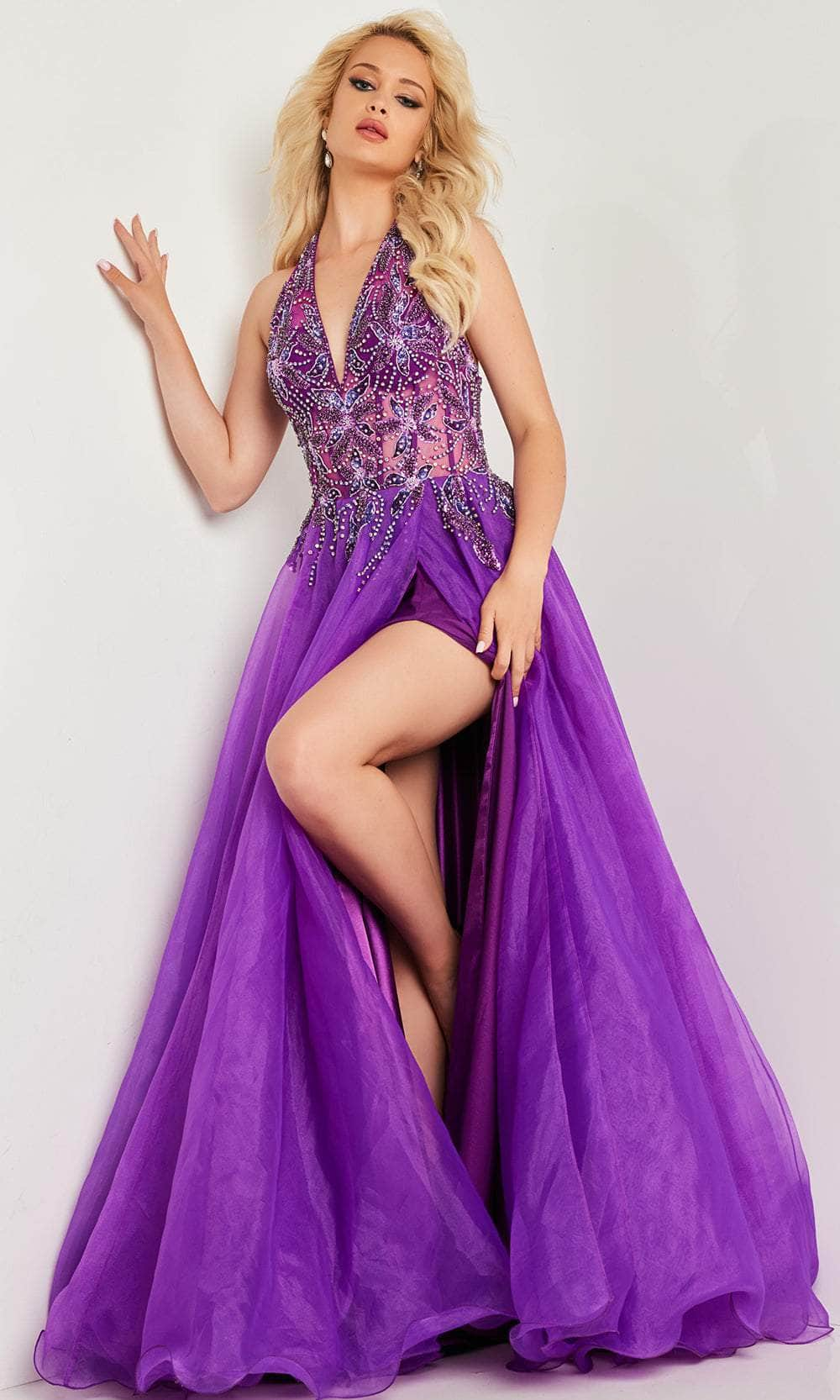 Jovani 25964 - Plunging Halter Beaded Prom Gown Special Occasion Dress