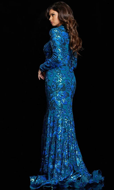 Jovani 26046 - Floral Sequin Mermaid Evening Gown Special Occasion Dresses