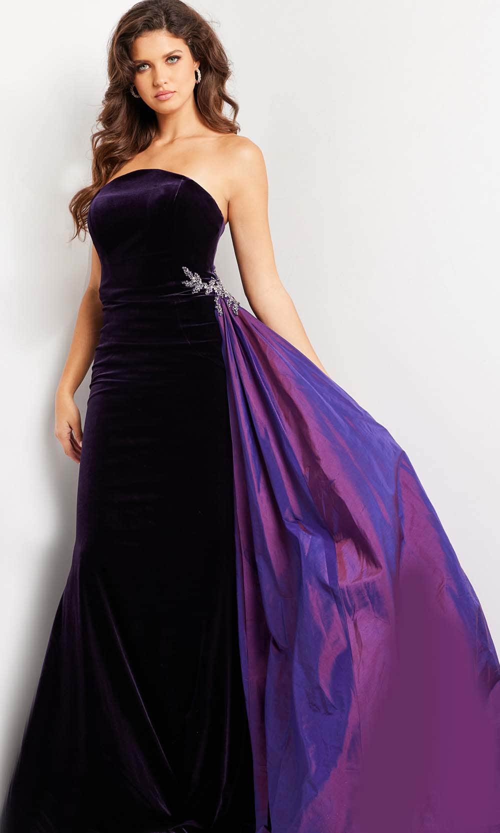 Jovani 26116 - Brooch Cascade Velvet Prom Dress Special Occasion Dresses