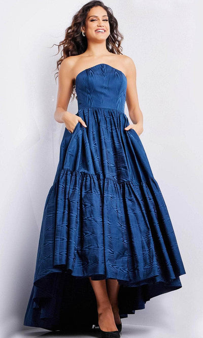 Jovani 26152 - Strapless High Low Evening Dress Special Occasion Dress 00 / Navy