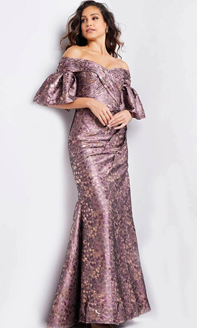 Jovani 26258 - Off Shoulder Metallic Floral Evening Gown Special Occasion Dresses