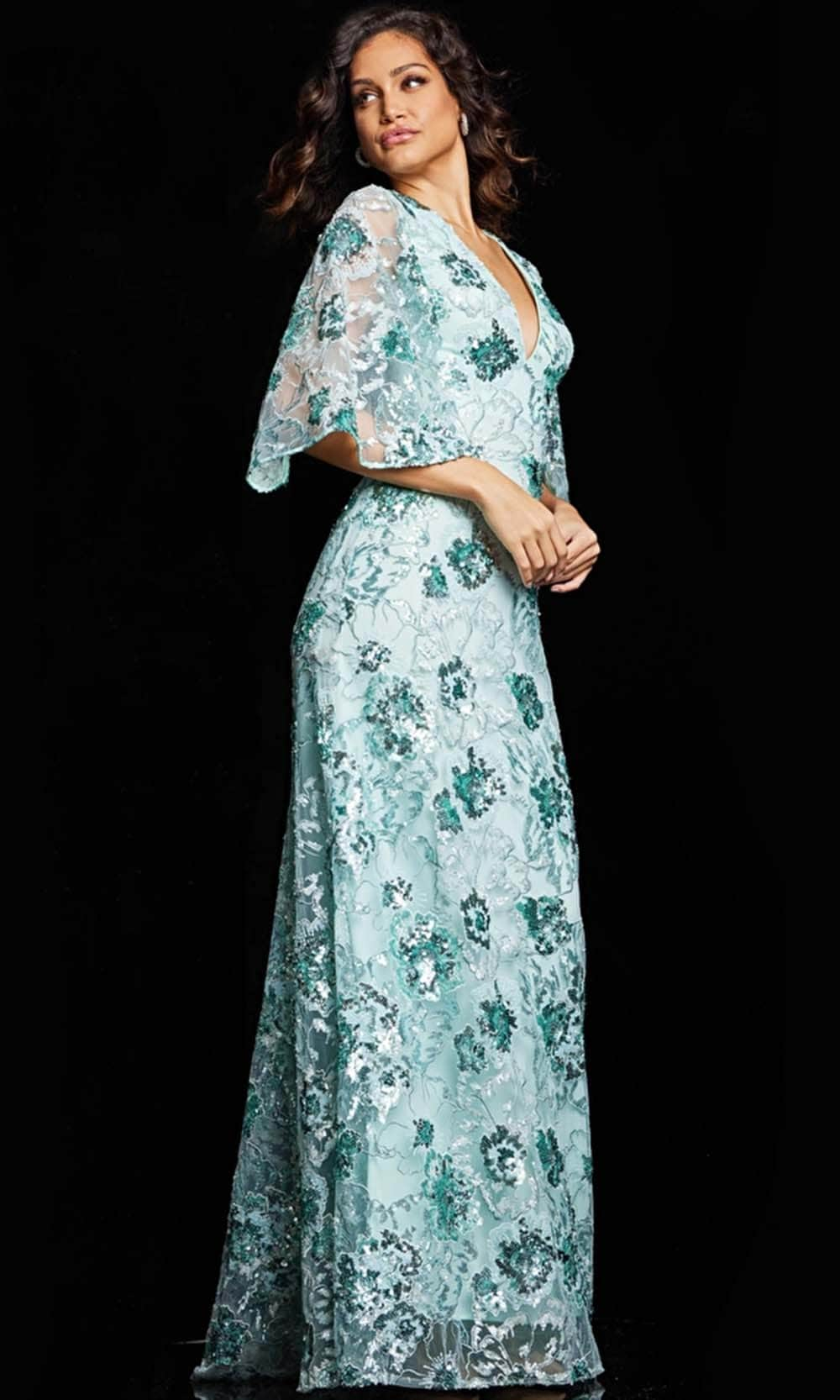 Jovani 26923 - Mid Sleeves Embroidered Floral Gown Special Occasion Dresses