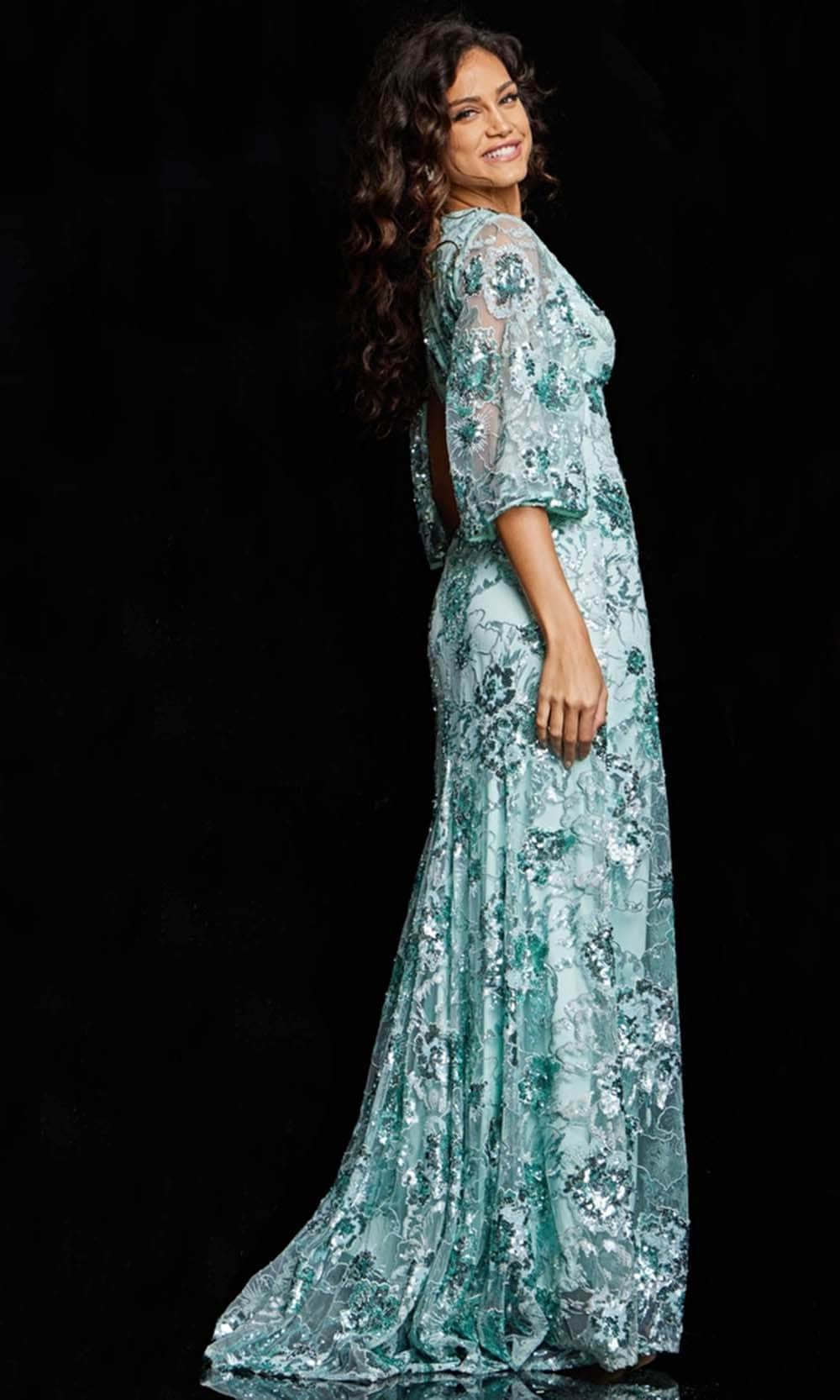 Jovani 26923 - Mid Sleeves Embroidered Floral Gown Special Occasion Dresses