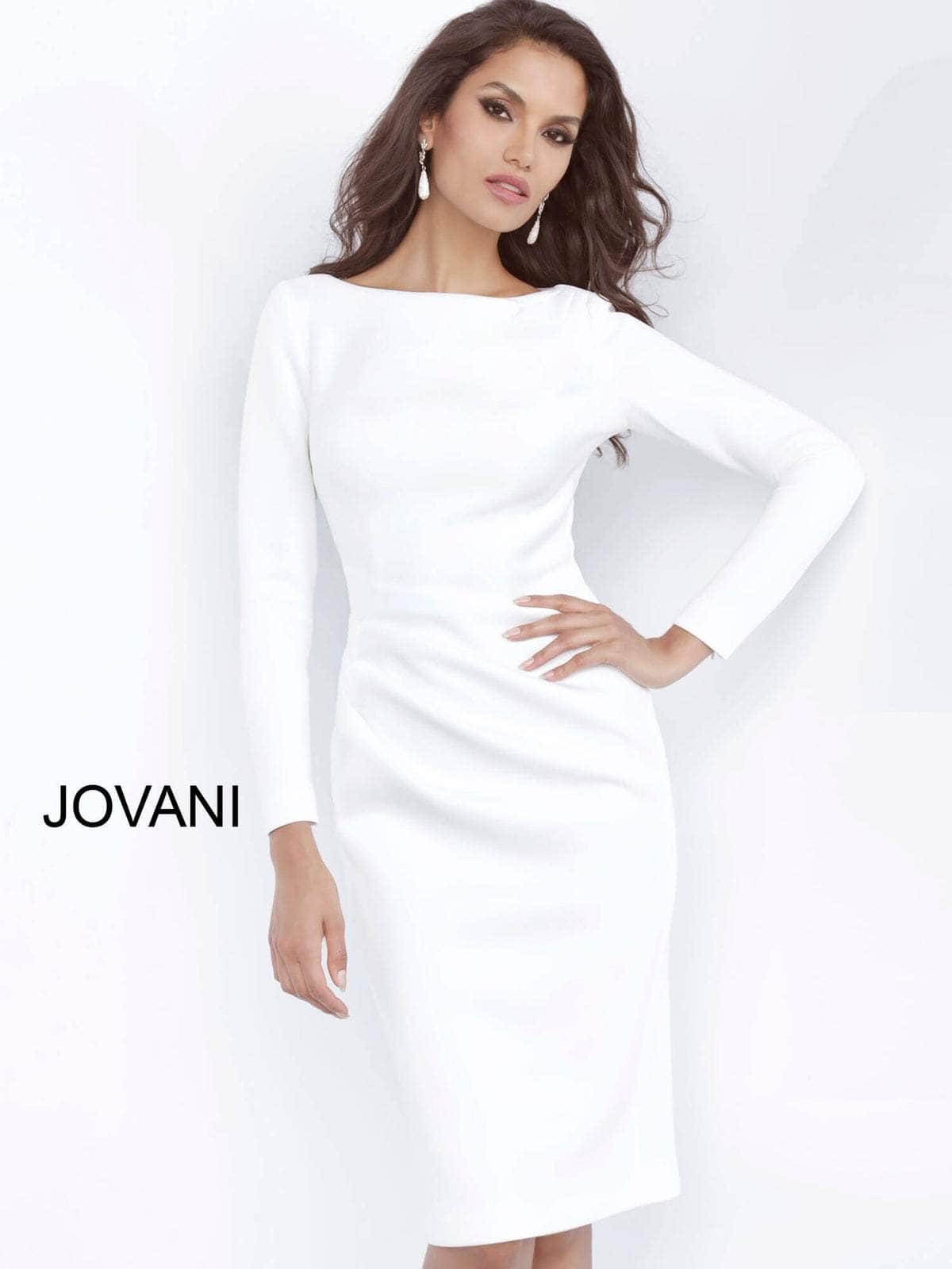 Jovani 3279ASC - Bateau Neck Plain Cocktail Dress Special Occasion Dress 8 