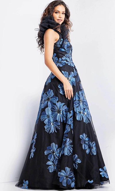 Jovani 36717 - One Shoulder Floral Evening Gown Special Occasion Dresses