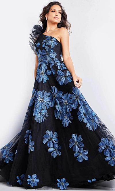 Jovani 36717 - One Shoulder Floral Evening Gown Special Occasion Dresses