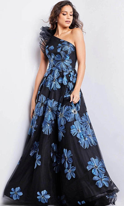 Jovani 36717 - One Shoulder Floral Evening Gown Special Occasion Dresses