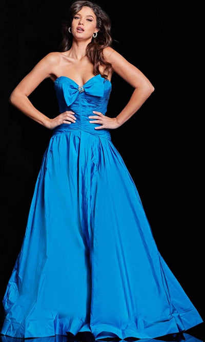 Jovani 37066 - Bow Accent Shirred Evening Dress Special Occasion Dresses