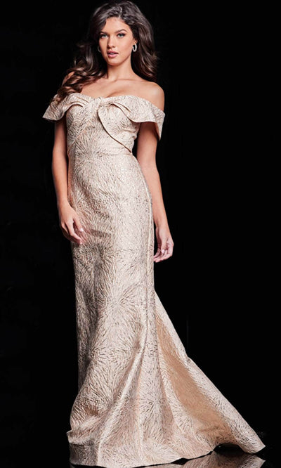 Jovani 37394 - Off Shoulder Jacquard Evening Gown Special Occasion Dresses