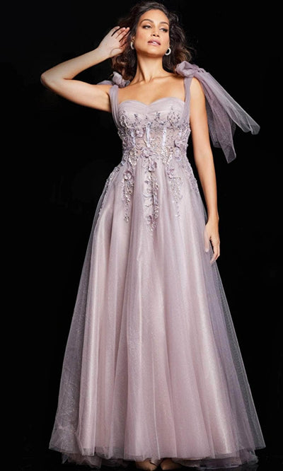 Jovani 37467 - Sleeveless Corset Embellished Long Dress Special Occasion Dress 00 / Mauve