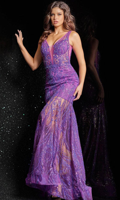 Jovani 37541 - Illusion Skirt Sequin Prom Gown Special Occasion Dresses