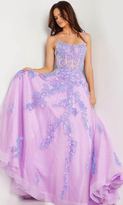 Jovani 37700 - Corset Dual Strapped A-line Gown Special Occasion Dress 00 / Lilac