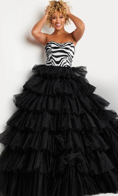 Jovani 38360 - Strapless Sequin Zebra Pattern Ballgown Special Occasion Dresses