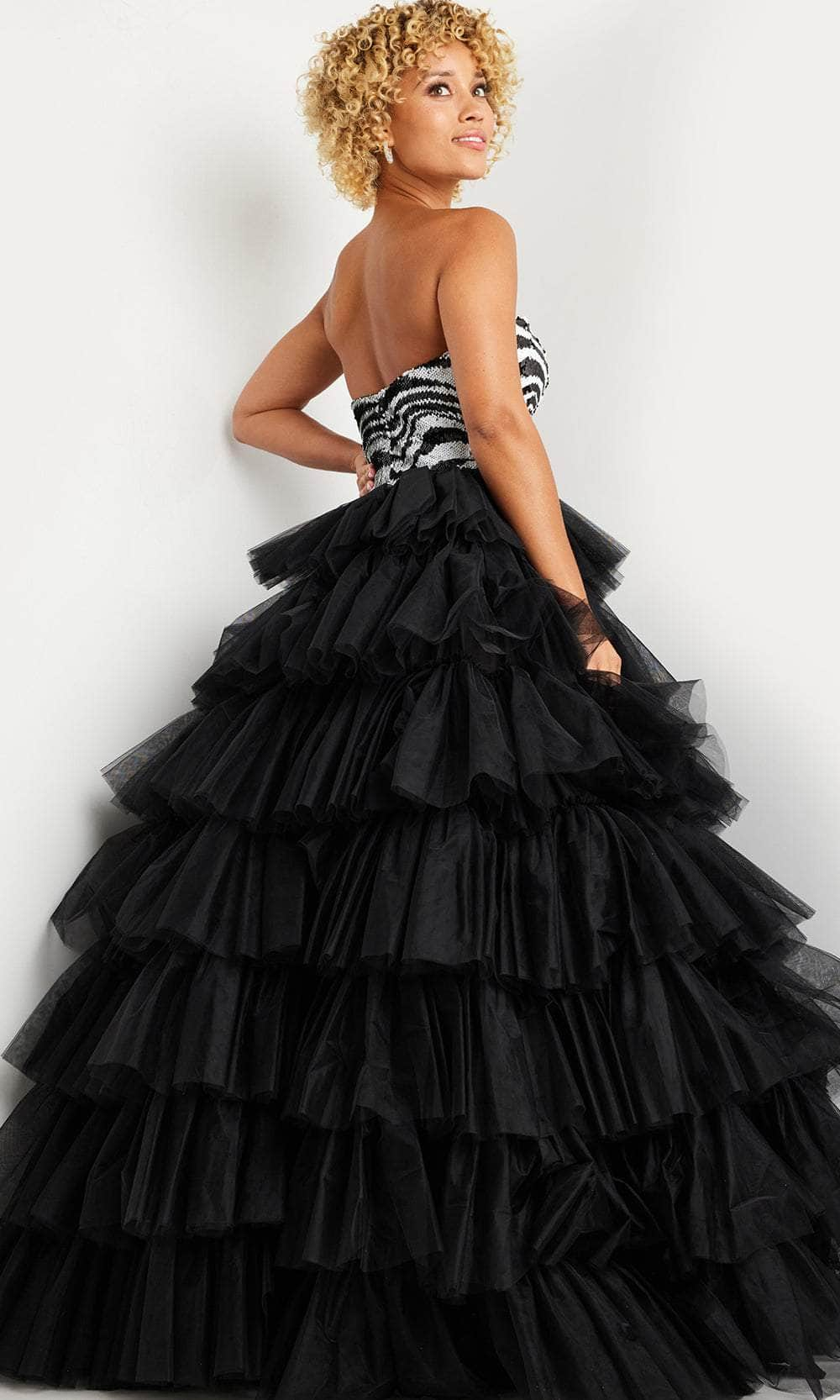 Jovani 38360 - Strapless Sequin Zebra Pattern Ballgown Special Occasion Dresses