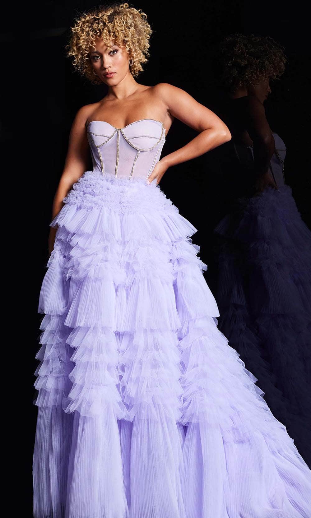 Jovani 38539 - Strapless Corset Layered Ballgown Special Occasion Dresses