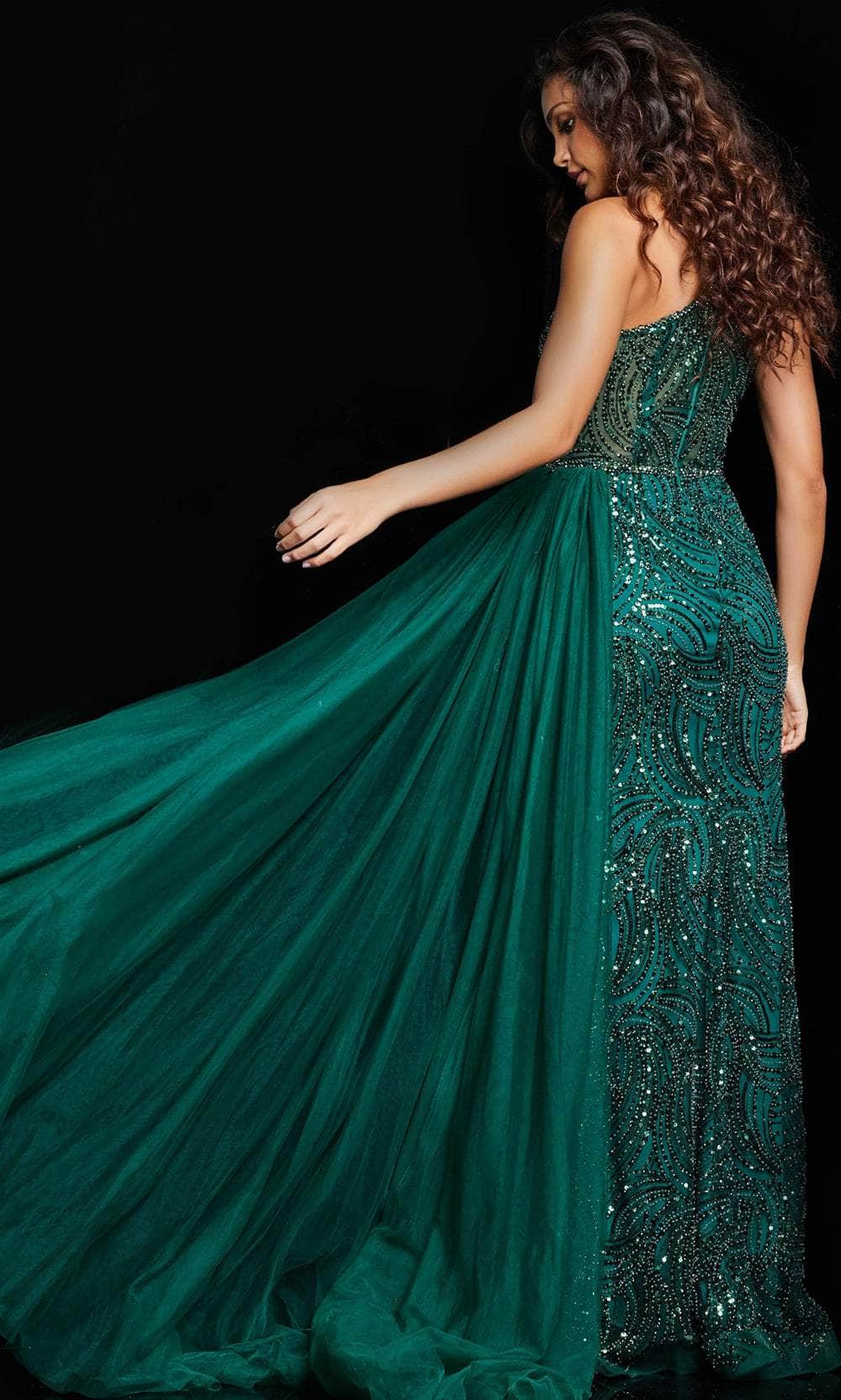 Jovani 38586 - Sleeveless Asymmetric Beaded Long Dress Special Occasion Dresses