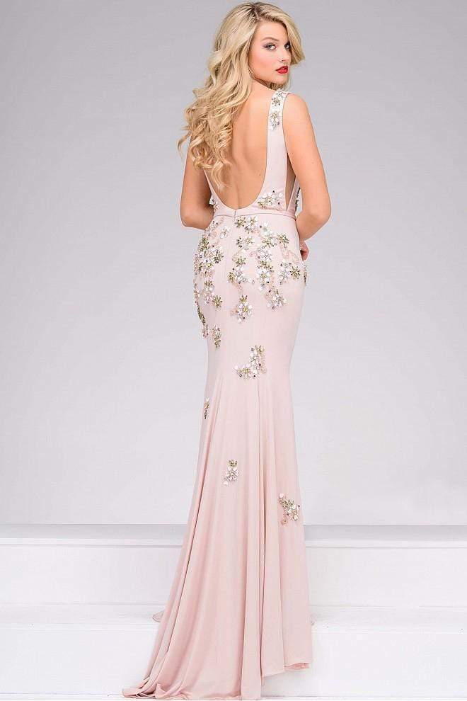 Jovani - 42296 Jersey Embellished Prom Dress - 1 pc Blush in Size 0 Available CCSALE