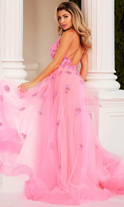 Jovani 62929 - Plunging Floral Beaded Prom Gown Special Occasion Dress