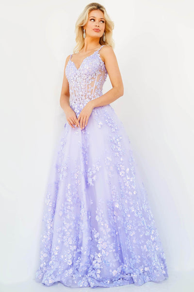 Jovani 63170 - Floral Corset A-Line Prom Dress Prom Dresses