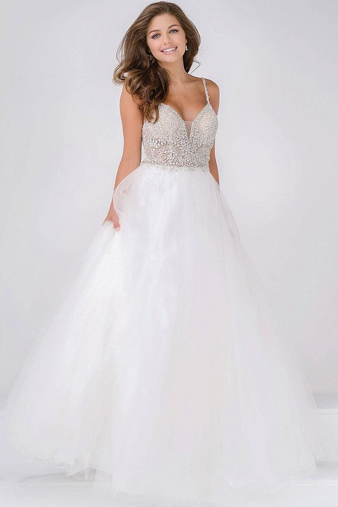 Jovani Bead Embellished Sweetheart Evening Gown JVN47548 - 1 pc Off White In Size 6 Available CCSALE 6 / Off White