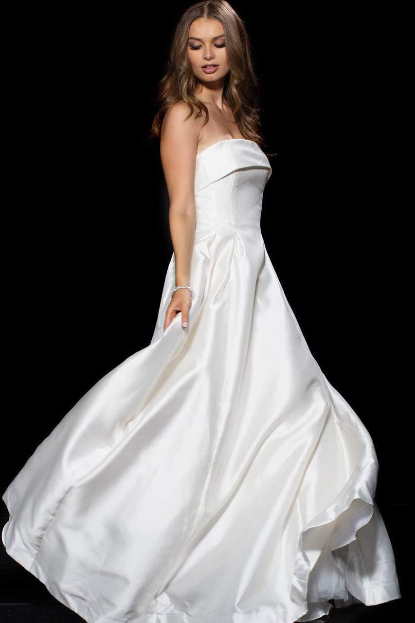 Jovani Cutout Back Strapless Detailed Mikado Ballgown 52152SC - 1 pc Off White In Size 2 Available CCSALE 2 / Off White
