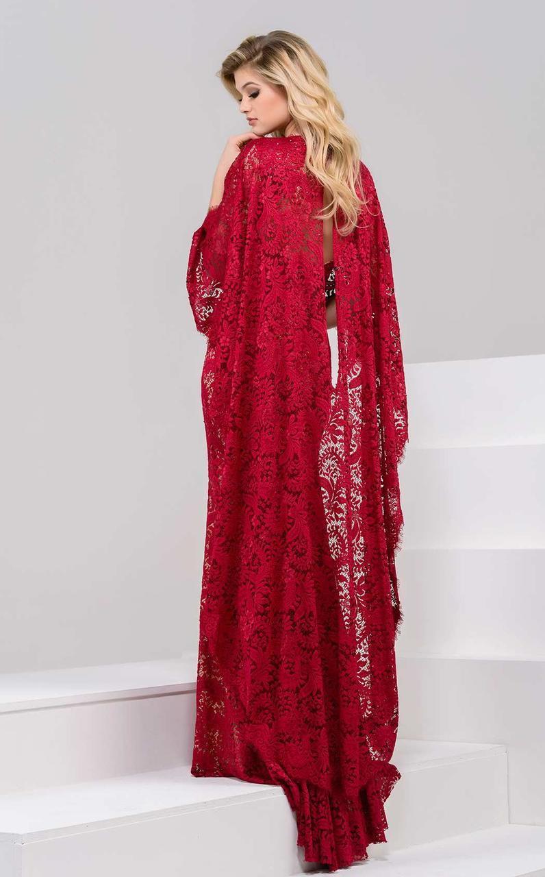 Jovani - Deep V-Neck Sheath Dress 47202 - 1 pc Cranberry In Size 12 Available CCSALE