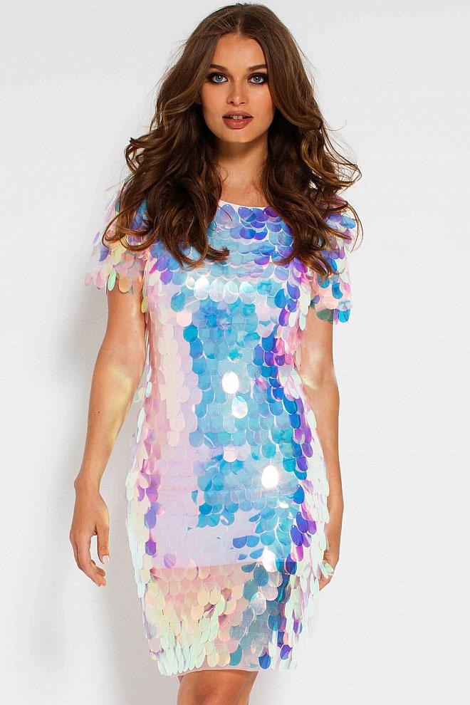 Jovani Irridiscent Paillette Cocktail Dress  55494 - 1 pc Blush In Size 2 Available CCSALE 2 / Blush