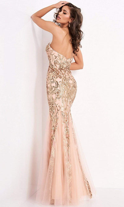 Jovani - JVN00954SC Sequined Sweetheart Mermaid Gown - 1 pcs Rose/Gold In Size 14 Available CCSALE 10 / Rose/Gold