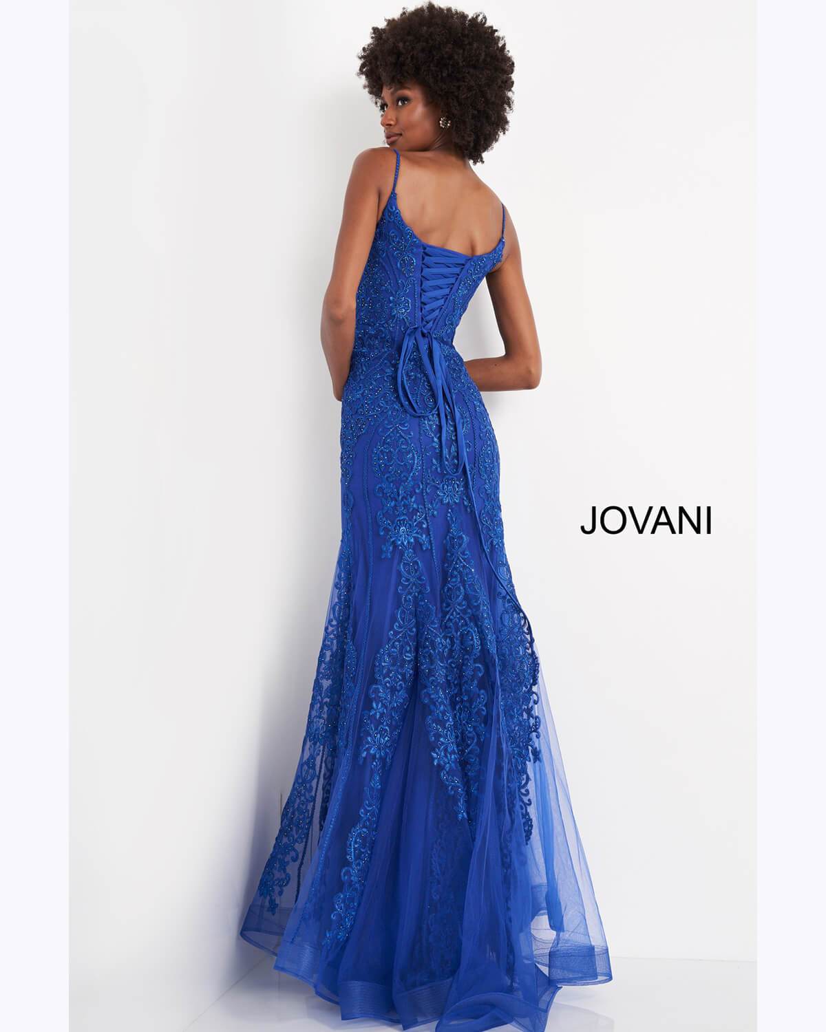 Jovani - JVN02012 Spaghetti Strap Scoop Corset Mermaid Gown Evening Dresses