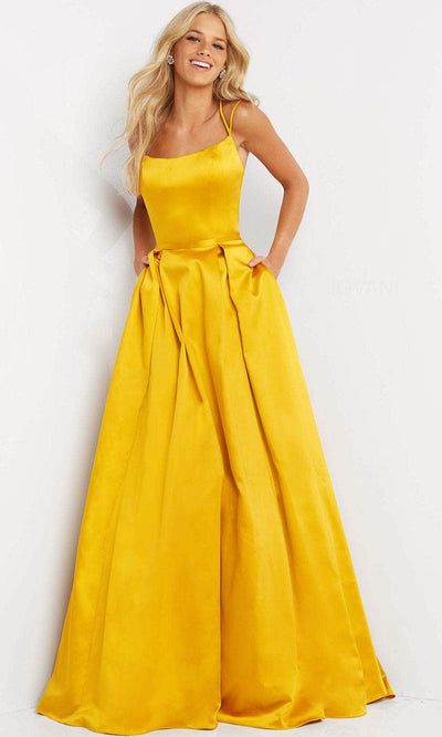 Jovani JVN02536 - Strappy Back Satin Prom Dress Prom Dresses 00 / Yellow