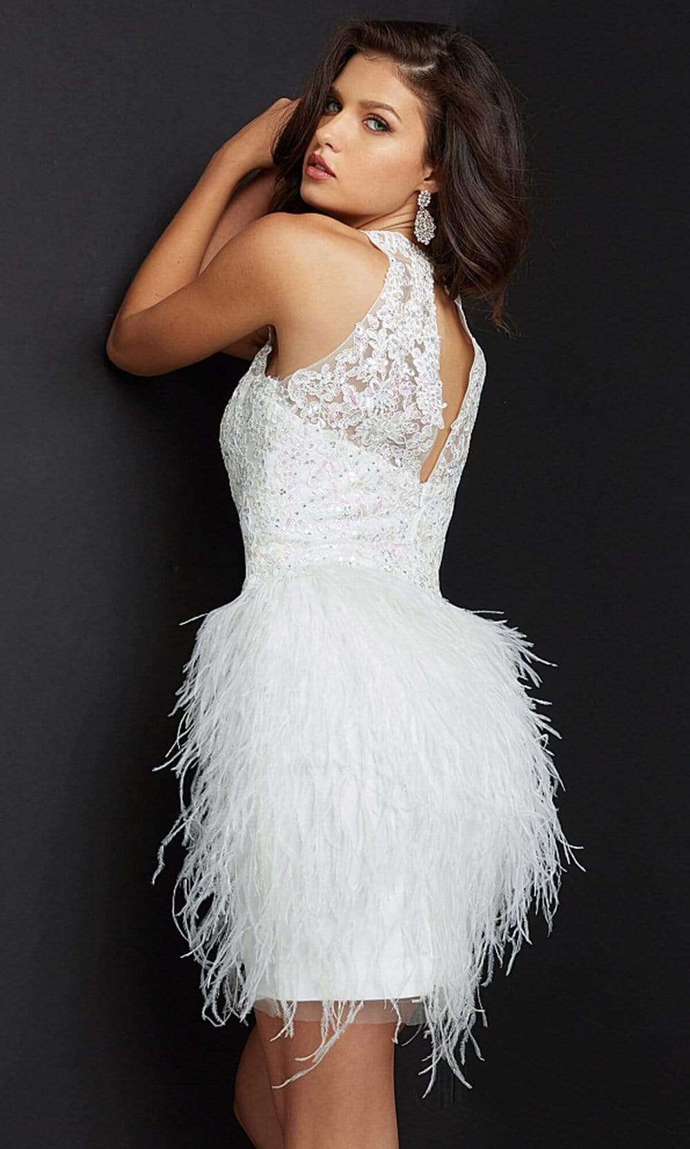 Jovani - JVN07895 Feather Skirt Angelic Short Dress Special Occasion Dress