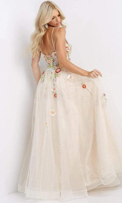 Jovani - JVN08082 Floral Embroidered Organza Dress Prom Dresses