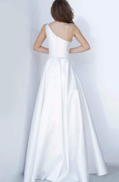 Jovani - JVN3930 Asymmetric Neck Mikado A-line Gown Wedding Dresses