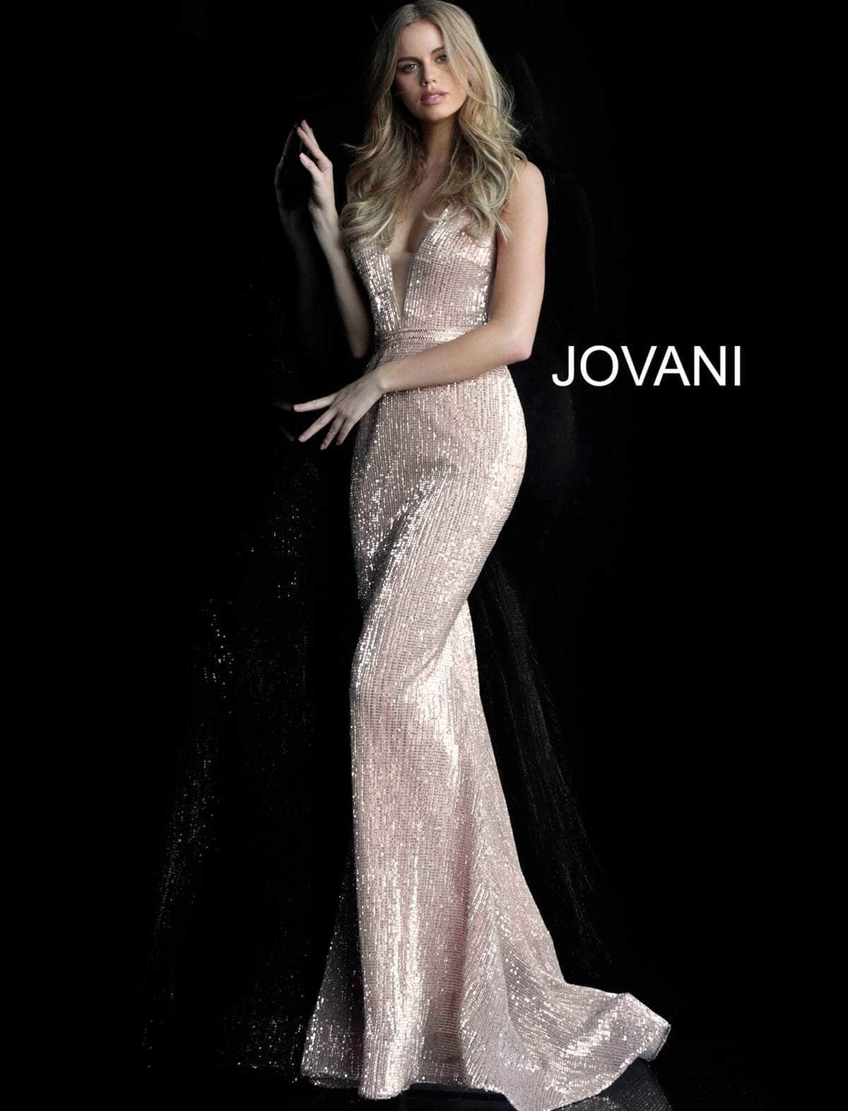 Jovani JVN62507ASC - V-Neck Sequin Ornate Prom Dress Special Occasion Dress 2 