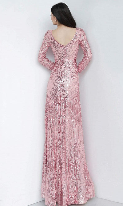 Jovani - JVN62711 Silver Embellished Bateau Evening Gown Special Occasion Dress