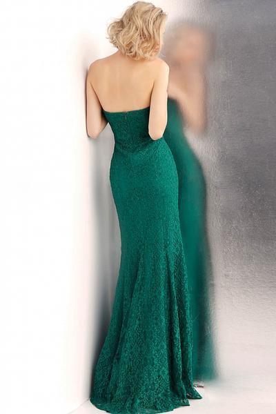 Jovani - JVN62712  Strapless Allover Lace Sweetheart Long Trumpet Dress - 1 pc Emerald in Size 2 Available CCSALE
