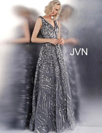 Jovani JVN66727ASC - V-Neck Metallic Sequin Prom Dress Special Occasion Dress 12 